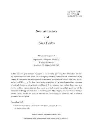 New Attractors and Area Codes