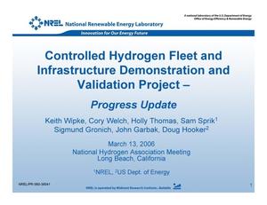 Controlled Hydrogen Fleet and Infrastructure Demonstration and Validation Project: Progress Update