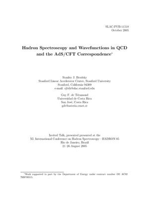 Hadron Spectroscopy and Wavefunctions in QCD and the AdS/CFT Correspondence