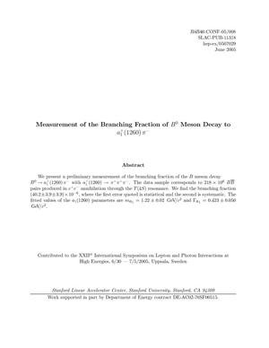 Measurement of the Branching Fraction of B0 Meson Decay to a_1^+(1260) pi-