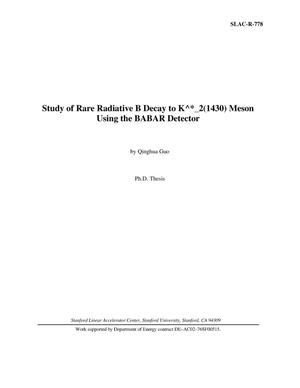 Study of Rare Radiative B Decay to K*(1430) Meson Using the BABAR Detector