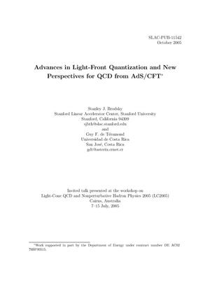 Advances in Light-Front QCD and New Perspectives for QCD from AdS/CFT
