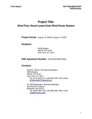 Wind Fins: Novel Lower-Cost Wind Power System