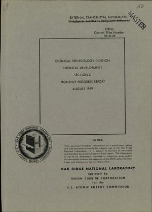Chemical Technology Division, Chemical Development, Section C, Monthly Progress Report, August 1959