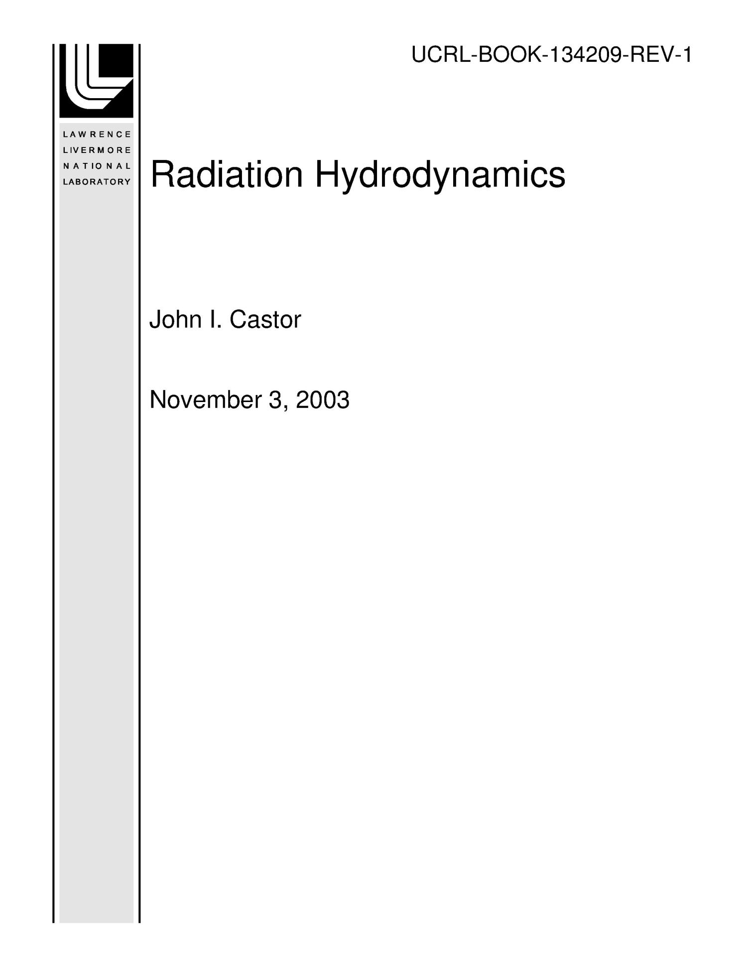 Radiation Hydrodynamics - UNT Digital Library