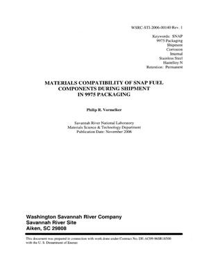 MATERIALS COMPATIBILITY OF SNAP FUEL COMPONENTS DURING SHIPMENT IN 9975 PACKAGING