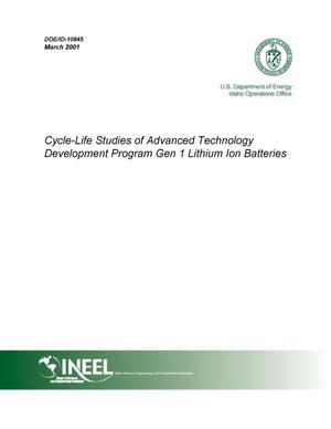 Cycle Life Studies of Advanced Technology Development Program Gen 1 Lithium Ion Batteries