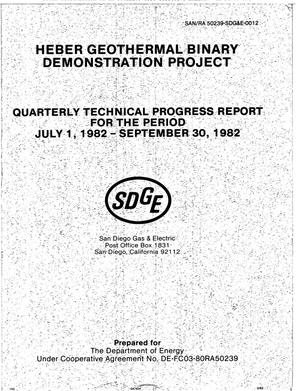 Heber geothermal binary demonstration project quarterly technical progress report, July 1, 1982--September 30, 1982
