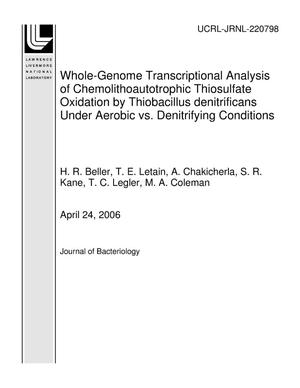 Whole-Genome Transcriptional Analysis of Chemolithoautotrophic Thiosulfate Oxidation by Thiobacillus denitrificans Under Aerobic vs. Denitrifying Conditions