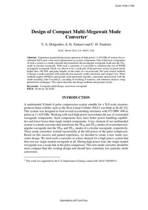 Design of Compact Multi-Megawatt Mode Converter