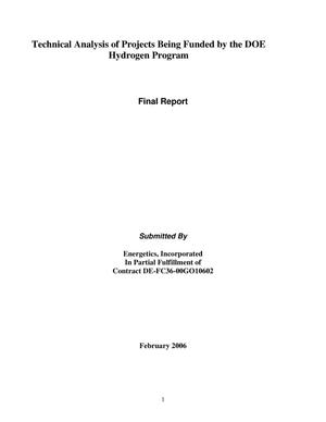 Technical Analysis of Projects Being Funded by the DOE Hydrogen Program