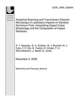 Analytical Scanning and Transmission Electron Microscopy of Laboratory Impacts on Stardust Aluminium Foils: Interpreting Impact Crater Morphology and the Composition of Impact Residues.
