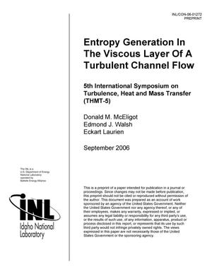 Entropy Generation In The Viscous Layer Of A Turbulent Channel Flow