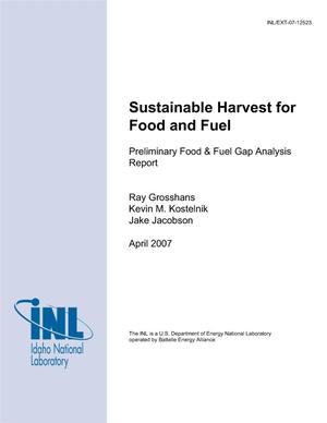 Sustainable Harvest for Food and Fuel Preliminary Food & Fuel Gap Analysis Report