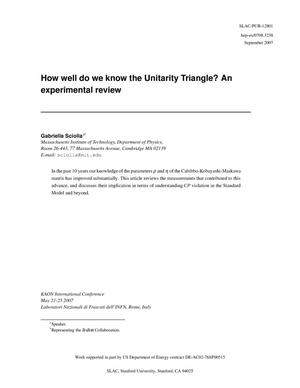 How Well Do We Know the Unitarity Triangle? An Experimental Review