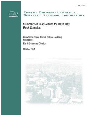 Summary of Test Results for Daya Bay Rock Samples