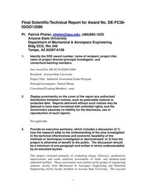 Final Scientific/Technical Report for Award No. DE-FC36-02GO12096