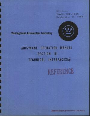 AGC/WANL operation manual. Section III. Technical interfaces
