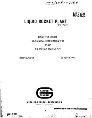 Mechanical irradiation test 3/L002 turbopump bearing set. Final test report 1.9.5-5E