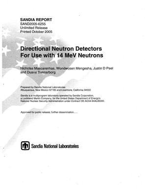 Directional neutron detectors for use with 14 MeV neutrons :fiber scintillation methods for directional neutron detection.