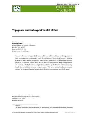 Top quark current experimental status