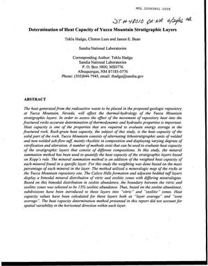 Determination of HEat Capacity of Yucca Mountain Strtigraphic Layers