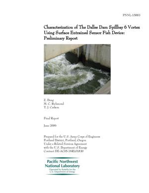 Characterization of The Dalles Dam Spillbay 6 Vortex Using Surface Entrained Sensor Fish Device: Preliminary Report
