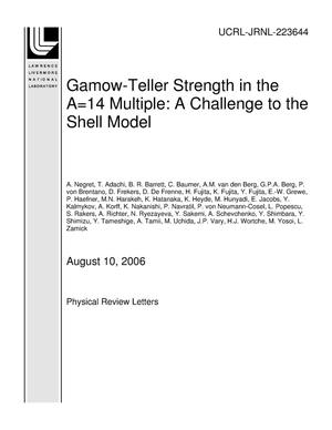 Gamow-Teller Strength in the A=14 Multiplet: A Challenge to the Shell Model