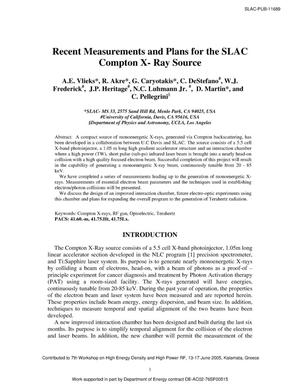 Recent Measurements And Plans for the SLAC Compton X-Ray Source