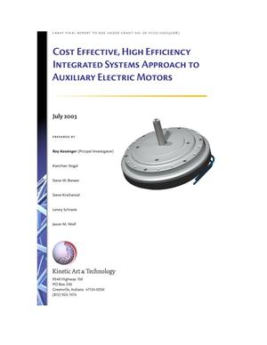 Cost Effective, High Efficiency Integrated Systems Approach To Auxiliary Electric Motors