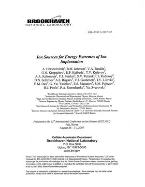 Ion Sources for Energy Extremes of Ion Implantation.