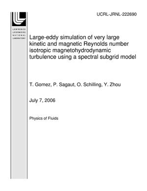 Large-eddy simulation of very large kinetic and magnetic Reynolds number isotropic magnetohydrodynamic turbulence using a spectral subgrid model