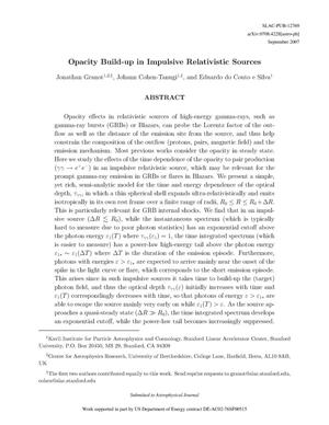 Opacity Build-up in Impulsive Relativistic Sources