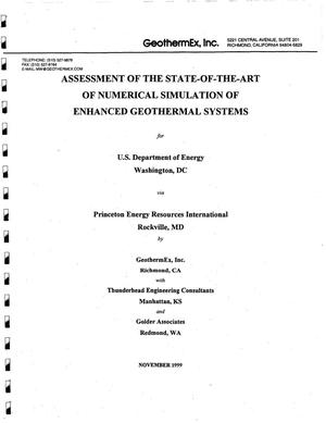 Assessment of the State-of-the-Art of Numerical Simulation of Enhanced Geothermal Systems
