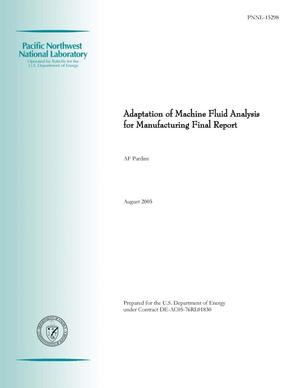 Adaption of Machine Fluid Analysis for Manufacturing - Final Report