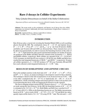 Rare B Decays in Collider Experiments