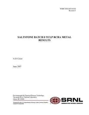 SALTSTONE BATCH 0 TCLP RCRA METAL RESULTS
