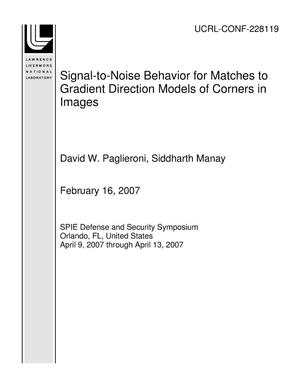 Signal-to-Noise Behavior for Matches to Gradient Direction Models of Corners in Images