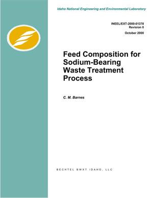 Feed Composition for Sodium-Bearing Waste Treatment Process, Rev. 3