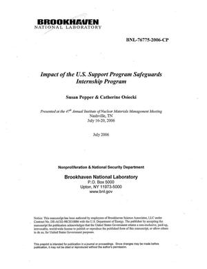 Impact of the U.S. Support Program Safeguards Internship Program.