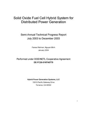 Solid Oxide Fuel Cell Hybrid System for Distributed Power Generation