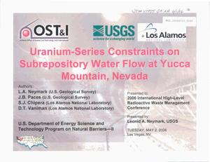 Uranium-Series Constraints on Subrepository Water Flow at Yucca Mountain, Nevada