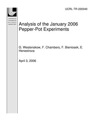 Analysis of the January 2006 Pepper-Pot Experiments