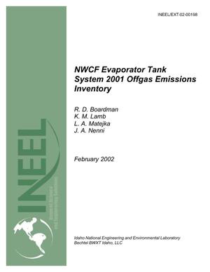 NWCF Evaporator Tank System 2001 Offgas Emissions Inventory
