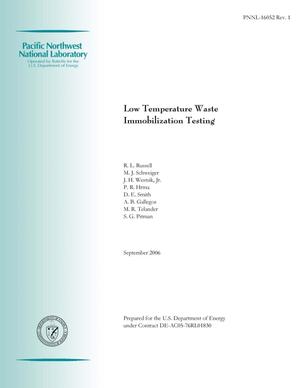 Low Temperature Waste Immobilization Testing Vol. I