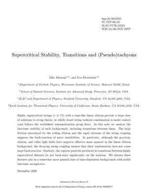 Supercritical Stability, Transitions, and (Pseudo)tachyons