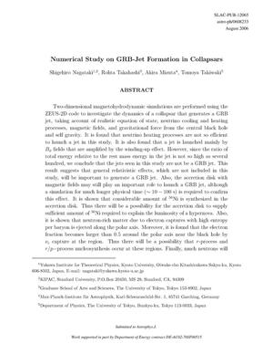 Numerical Study on GRB-Jet Formation in Collapsars