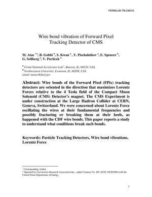 Wire bond vibration of forward pixel tracking detector of CMS