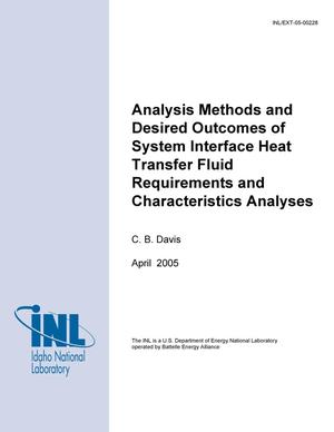 Analysis Methods and Desired Outcomes of System Interface Heat Transfer Fluid Requirements and Characteristics Analyses