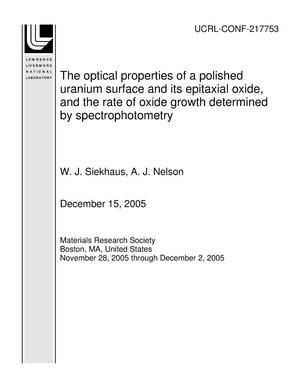 The optical properties of a polished uranium surface and its epitaxial oxide, and the rate of oxide growth determined by spectrophotometry
